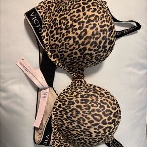 Victoria's Secret Black and Tan Animal Print Bra